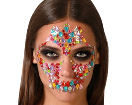 Bijoux faciaux adhésifs de crâne multicolore pour le Jour des Morts