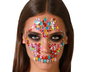 Joyeuses joyaux faciaux adhésifs crâne multicolores Dia de los Muertos pour Halloween et festivals