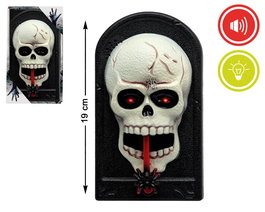 Colgante Porte Tête de Mort Halloween 11 x 19 x 5.5 cm avec Lumière et Son pour Décoration Effrayante