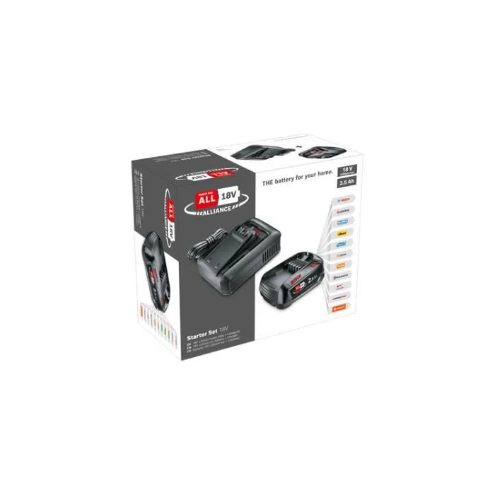 Bosch - Pack Batterie 18V 2,5 Ah + Chargeur AL 18V-44 - POWER FOR ALL 18V - Grande autonomie pour travaux domestiques et jardin