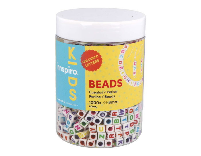 Innspiro 1000 perles cubes lettres blanc et couleurs assorties 6mm Innspiro 1000 perles cubes lettres blanc et couleurs assorties 6mm