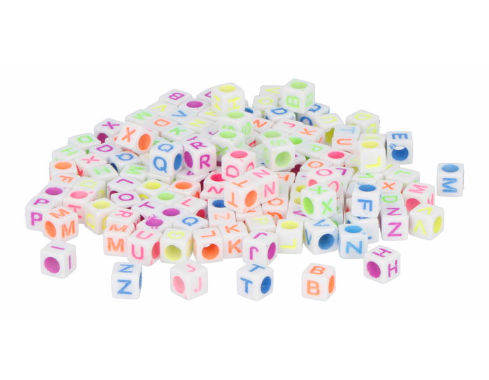 Innspiro 1000 perles cubes lettres blanc et couleurs assorties 6mm Innspiro 1000 perles cubes lettres blanc et couleurs assorties 6mm