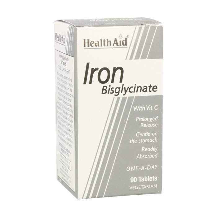 Health Aid Fer Bisglycinate avec Vitamine C, 90 comprimés Health Aid Fer Bisglycinate avec Vitamine C, 90 comprimés