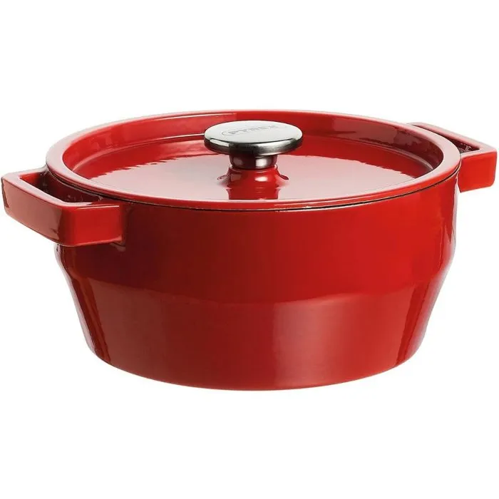 Pyrex Cocotte ronde en fonte émaillée 28 cm 6.3 L Slow Cook, compatible induction et lave-vaisselle, rouge, garantie à vie