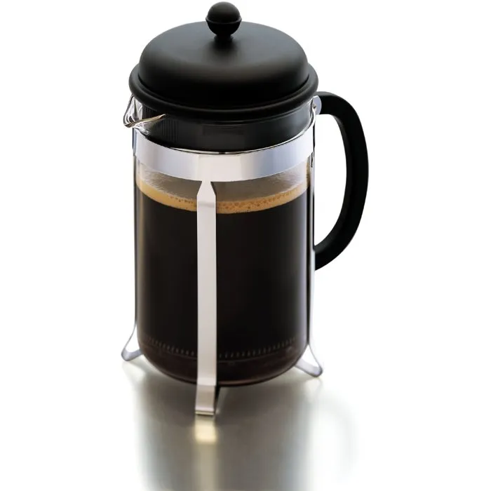 Bodum - Cafetière à piston 1,5 L (12 tasses) avec couvercle en plastique Tritan et armature en acier inoxydable