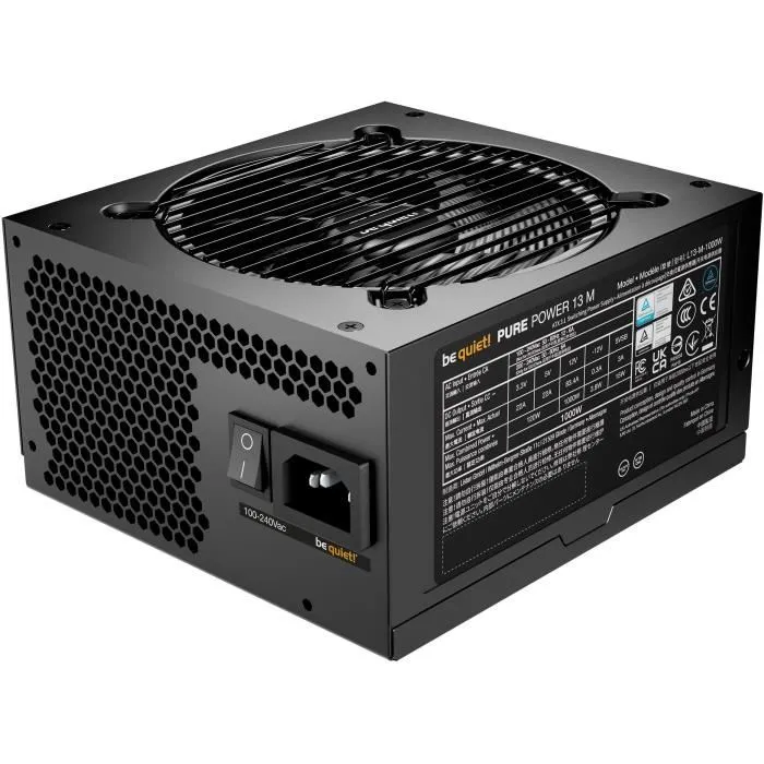 Be Quiet! Pure Power 13 M BP028EU 1000 W - Alimentation PC ATX 3.1 80 PLUS Gold, Silencieuse, Compatible PCIe 5.1, Ventilateur 120 mm, 10 Ans Garantie Be Quiet! Pure Power 13 M BP028EU 1000 W - Alimentation PC ATX 3.1 80 PLUS Gold, Silencieuse, Compatible PCIe 5.1, Ventilateur 120 mm, 10 Ans Garantie