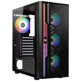 BitFenix Boitier PC Apollo ARGB - Moyen Tour - Format ATX - 4 Ventilateurs 120mm A-RGB - Panneau en verre trempé et façade Mesh - USB 3.0 - Noir - Sans alimentation