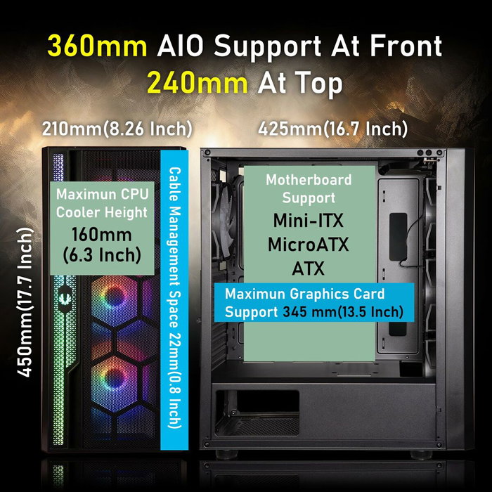 BitFenix Apollo ARGB Boîtier PC Moyen Tour Noir