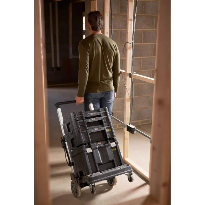 Stanley FATMAX Chariot à Poignée Télescopique PRO-STACK FMST1-72363, Capacité 100 kg, Système Modulaire de Rangement et Transport