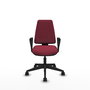 Chaise Elche Asynchrone Tissu Bordeaux Base pyramidale noire Accoudoirs fixes Sans appui-tête Roulettes 65mm nylon