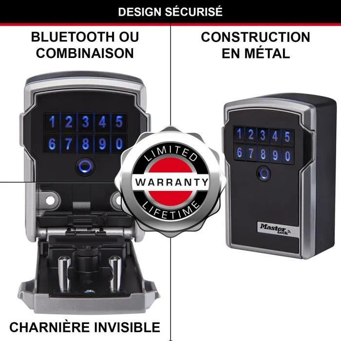 Master Lock Armoire de Sécurité Connectée Boîte à Clés Bluetooth 5441EURD avec Clavier Numérique et App - Format L