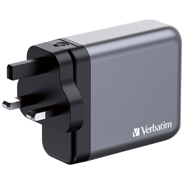 Verbatim GNC-140 Chargeur Mural GaN 140W 4-en-1 (2x USB-C PD 140W, 1x USB-C PD 20W, 1x USB-A QC 3.0)
