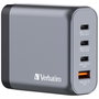 Verbatim GNC-140 Chargeur Mural GaN 140W 4-en-1 (2x USB-C PD 140W, 1x USB-C PD 20W, 1x USB-A QC 3.0)