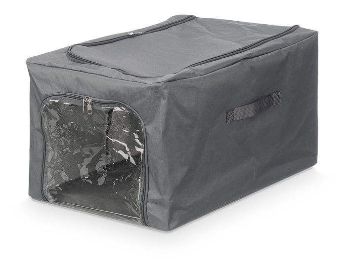 Kipit Boîte de Rangement avec Fermeture Éclair Assorti 53 x 35 x 28 cm Tissu Polyester, Fer, Plastique Blanc Gris Noir (Set de 12)