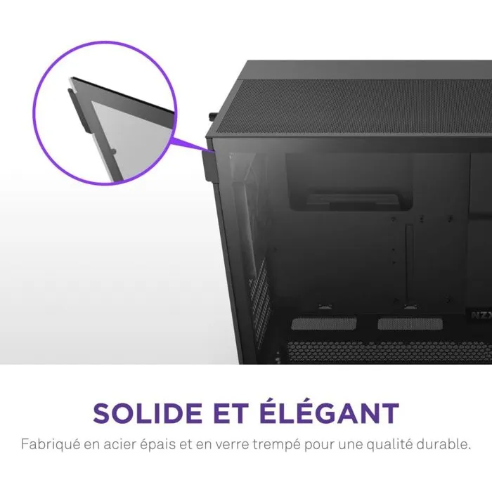 NZXT H5 Flow CC-H52FB-01 - Boîtier PC moyen-tour ATX compact, noir, optimisé pour le refroidissement par airflow avec panneaux en mesh NZXT H5 Flow CC-H52FB-01 - Boîtier PC moyen-tour ATX compact, noir, optimisé pour le refroidissement par airflow avec panneaux en mesh