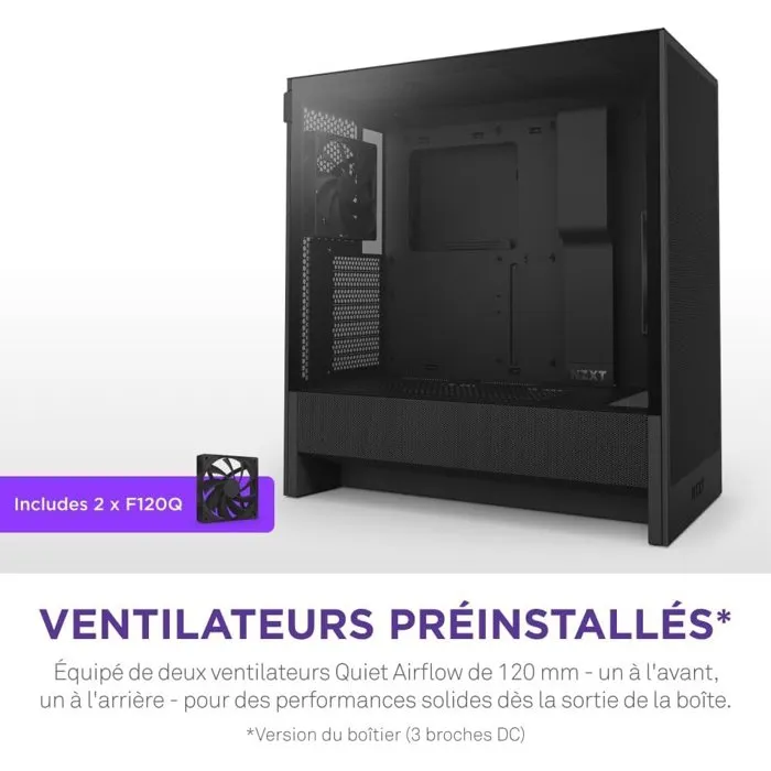 NZXT H5 Flow CC-H52FB-01 - Boîtier PC moyen-tour ATX compact, noir, optimisé pour le refroidissement par airflow avec panneaux en mesh NZXT H5 Flow CC-H52FB-01 - Boîtier PC moyen-tour ATX compact, noir, optimisé pour le refroidissement par airflow avec panneaux en mesh