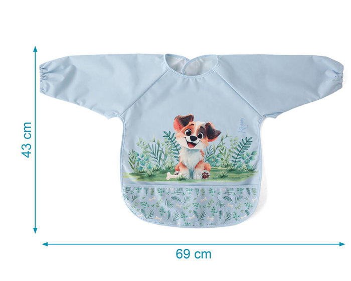 KioKids Babero Imperméable avec Manches Longues - Bleu - Collection Lovely Friends