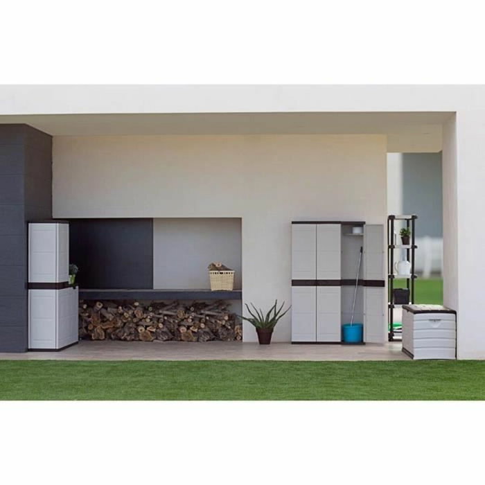 Plastiken Armoire haute Titanium Beige et Noir Plastiken Armoire haute Titanium Beige et Noir
