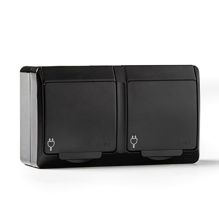 Famatel Base double étanche IP44 16A 250V, noir Famatel Base double étanche IP44 16A 250V, noir