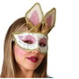 BigBuy Carnival Masque Lapin Doré avec Oreilles et Détails Roses