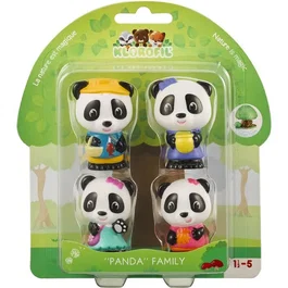 Vulli - Lot de 4 Figurines Klorofil Personnages Panda en Caoutchouc (Bao, Jian, Tam, Poppy) - Sophie la Girafe - Jouets d'Éveil