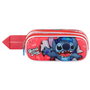 KARACTERMANIA Coffret à crayons Stitch Disney double compartiment avec fermeture éclair et relief 3D, 9,5x22x8cm, fourré intérieur