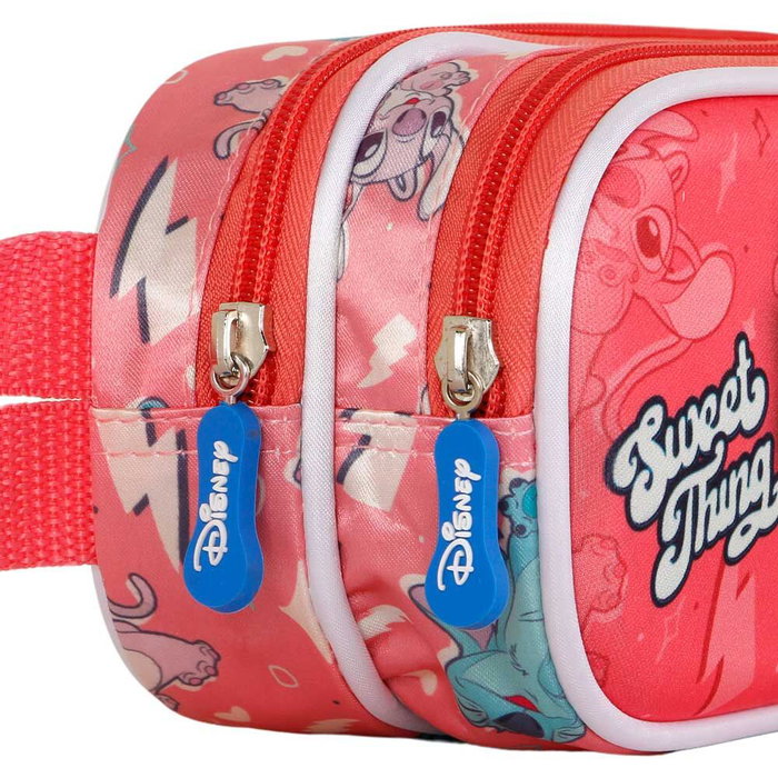 KARACTERMANIA Coffret à crayons Stitch Disney double compartiment avec fermeture éclair et relief 3D, 9,5x22x8cm, fourré intérieur