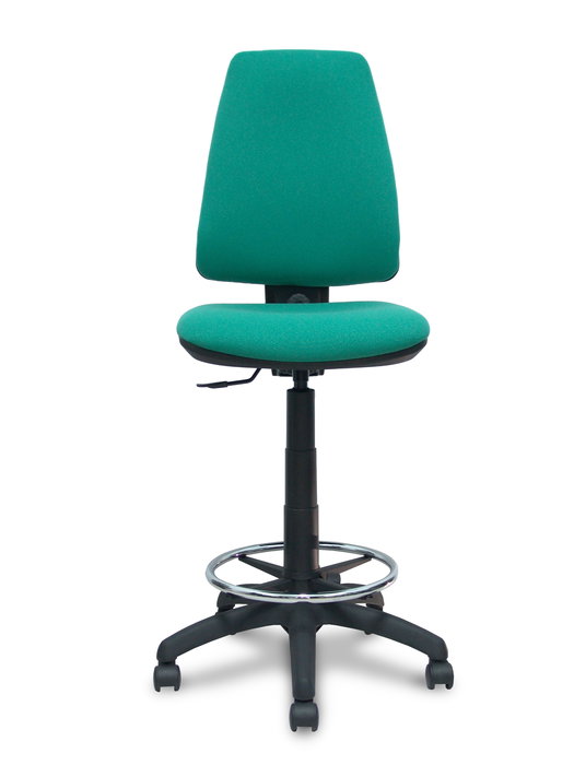 Tabouret Taburete Elche Contact permament de base Tissu Vert émeraude Structure polyamide noire Sans accoudoirs Sans appui-tête Roulettes en nylon 50 mm