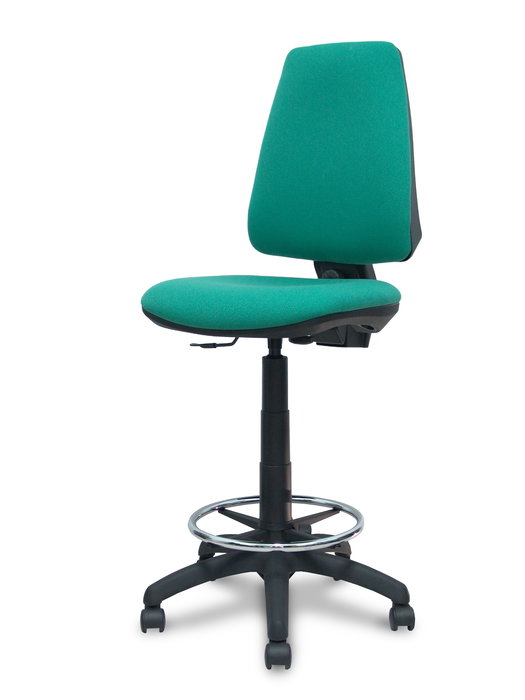 Tabouret Taburete Elche Contact permament de base Tissu Vert émeraude Structure polyamide noire Sans accoudoirs Sans appui-tête Roulettes en nylon 50 mm