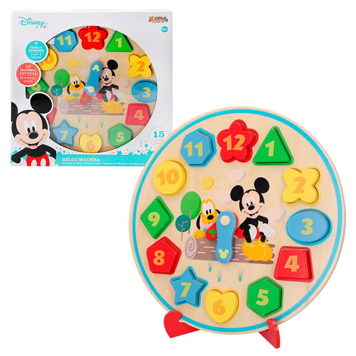 WOOMAX Reloj Baby Disney en bois - Taille 30 cm, 15 pièces, dès 3 ans WOOMAX Reloj Baby Disney en bois - Taille 30 cm, 15 pièces, dès 3 ans