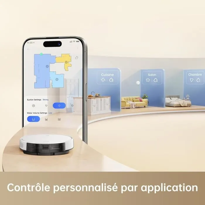 MOVA Robot Aspirateur Laveur 2 en 1 M1, 4500 Pa, Navigation Intelligente par SoF LiDAR, Brosse Multi-Surfaces