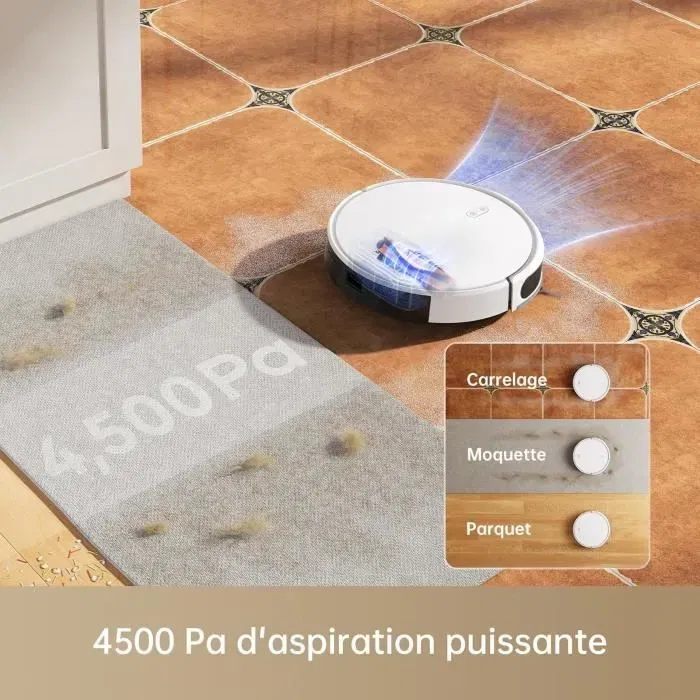 MOVA Robot Aspirateur Laveur 2 en 1 M1, 4500 Pa, Navigation Intelligente par SoF LiDAR, Brosse Multi-Surfaces