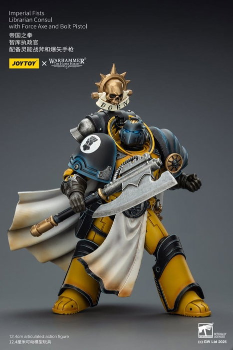 Joy Toy (CN) Warhammer Imperial Fists Librarian Consul avec hache de force et pistolet à boulons, 12 cm