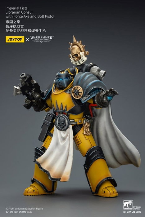 Joy Toy (CN) Warhammer Imperial Fists Librarian Consul avec hache de force et pistolet à boulons, 12 cm