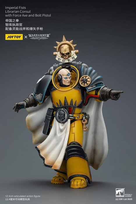 Joy Toy (CN) Warhammer Imperial Fists Librarian Consul avec hache de force et pistolet à boulons, 12 cm