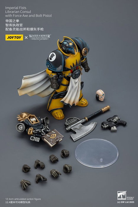 Joy Toy (CN) Warhammer Imperial Fists Librarian Consul avec hache de force et pistolet à boulons, 12 cm