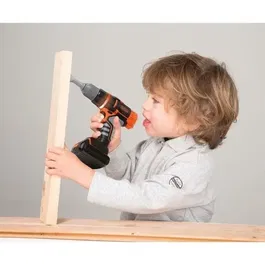 Smoby Perceuse électrique enfant Black & Decker - Perceuse jouet pour enfants à partir de 3 ans avec 3 embouts, 2 vitesses, 2 sens de rotation et poignée ergonomique