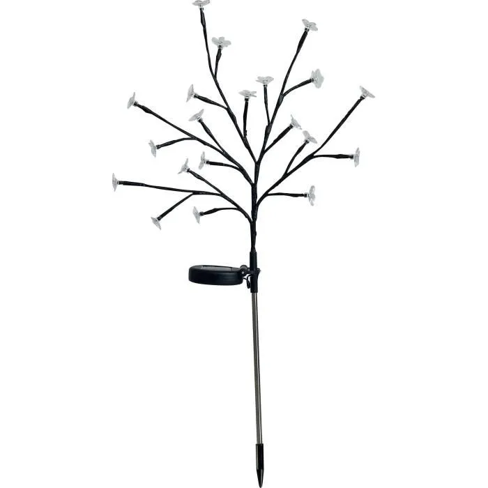 Galix - G4505 - Arbuste à fleurs solaire décoratif avec 20 LED blanc chaud, autonomie 8h, hauteur 72,5 cm pour jardin et extérieur