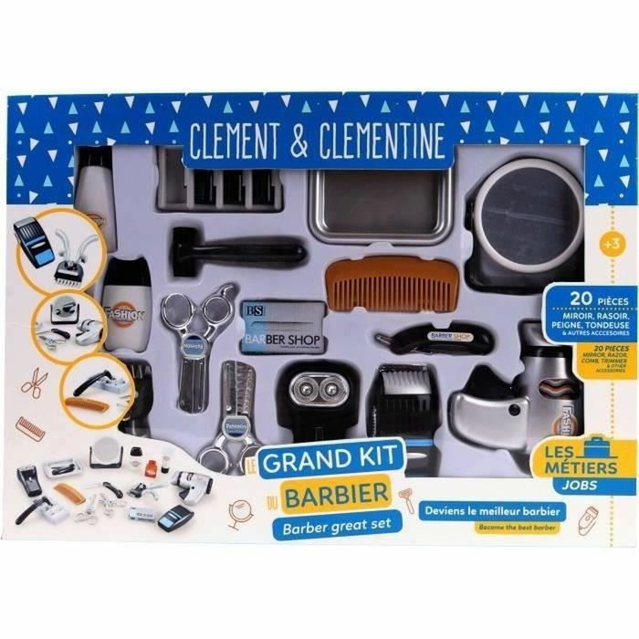 Clement Clementine Set Coiffeur - Jeu d'imitation Barbier 20 pièces