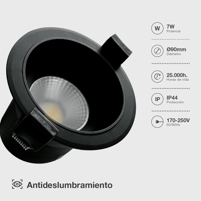GSC Evolution Mandani Anneau rond encastrable LED 7W Negro GSC Evolution Mandani Anneau rond encastrable LED 7W Negro