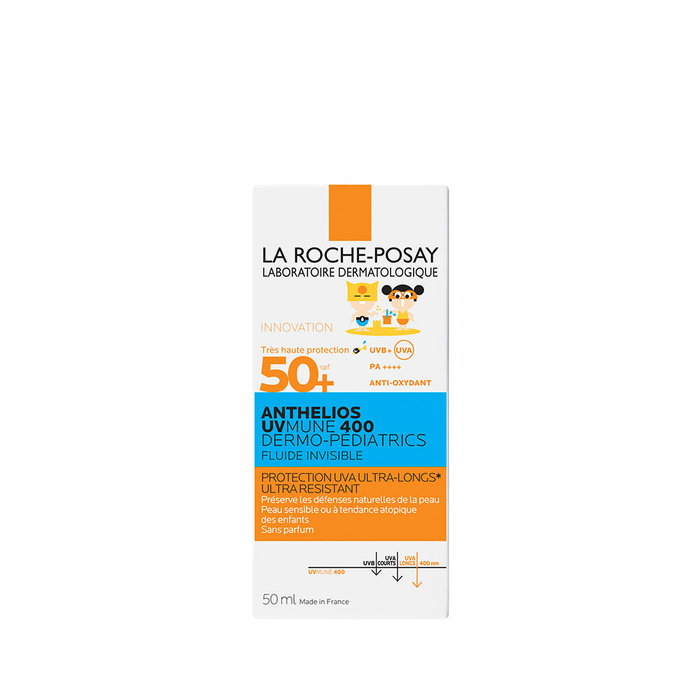 La Roche-Posay Anthelios Dermo-Pediatrics Wet Skin Protection, Fluide Corps SPF 50+, 50 ml, Crème Solaire Enfants