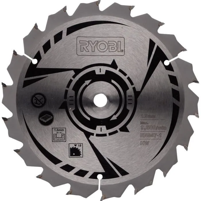 Ryobi - Lame de scie circulaire ultra fine 150 mm, 18 dents, alésage 10 mm pour scie circulaire ONE+ RWSL1801M - Réf. CSB150A1 Ryobi - Lame de scie circulaire ultra fine 150 mm, 18 dents, alésage 10 mm pour scie circulaire ONE+ RWSL1801M - Réf. CSB150A1