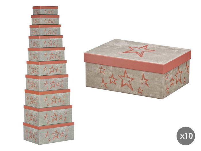PINCELLO Set 10 boîtes étoiles Blanco-Teja PINCELLO Set 10 boîtes étoiles Blanco-Teja