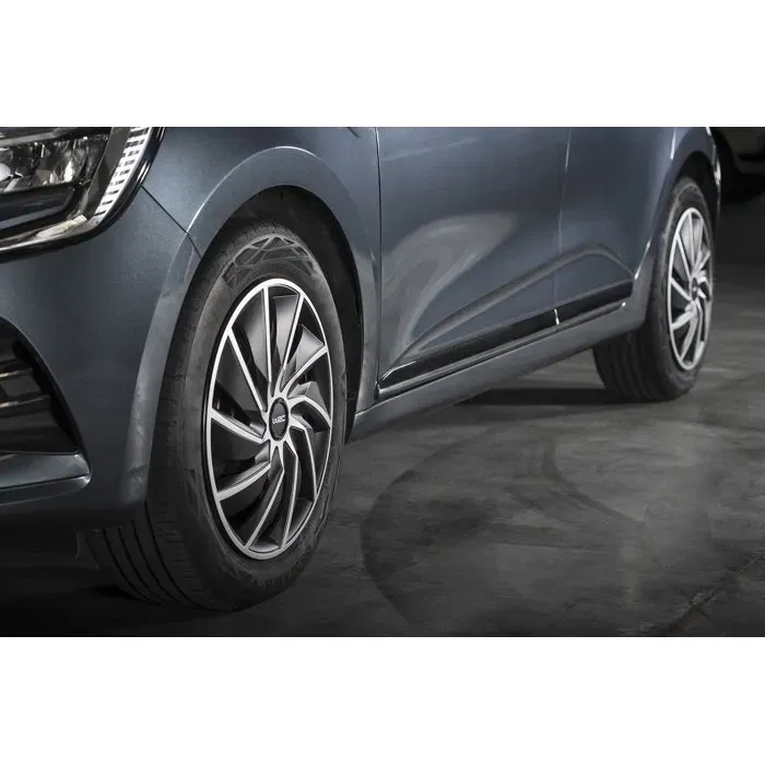 WRC - Lot de 4 enjoliveurs 15 pouces, couleur gris et noir, fixation par clips rapide, design racing, en ABS métallisé verni