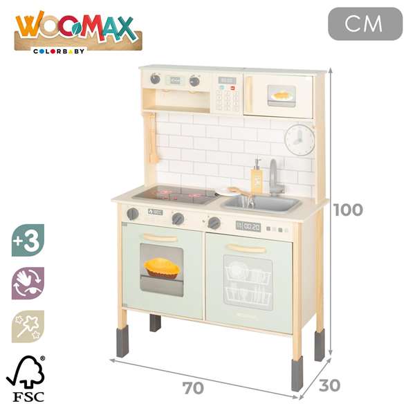 Color Baby - Cuisine électronique jouet en bois 70 x 30 x 100 cm avec four, lumières et sons - Recommandé 36 mois