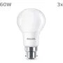 Philips - Ampoule LED 60 W, Culot B22, Blanc Chaud 2700K, Dépolie, Non Dimmable, Lot de 3 pièces