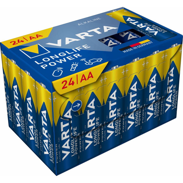 Batteries Varta alkalina longlife power aa - lr06 1,5 V AA LR06 (24 Pièces) (24 Unités)