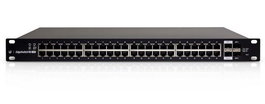 Ubiquiti EdgeSwitch Commutateur Géré Gigabit PoE+ 48 Ports RJ45 avec 2 Ports SFP et 2 Ports SFP+, Débit 70 Gbps, 500W