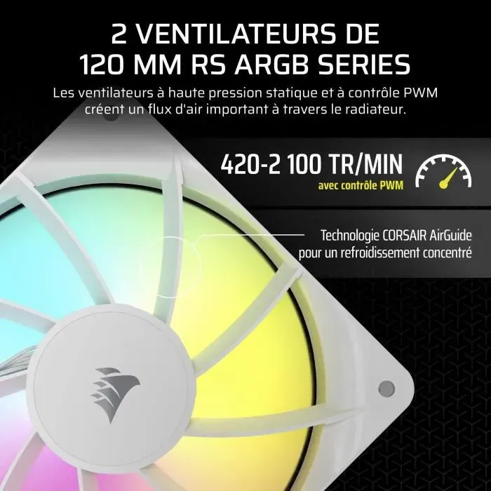 Corsair Nautilus 240 ARGB CW-9060094-WW - Refroidisseur liquide tout-en-un pour CPU, blanc, avec ventilateurs RGB
