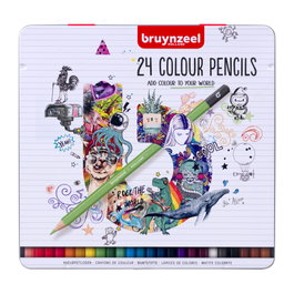 Bruynzeel Étui métallique de crayons de couleur, 24 couleurs